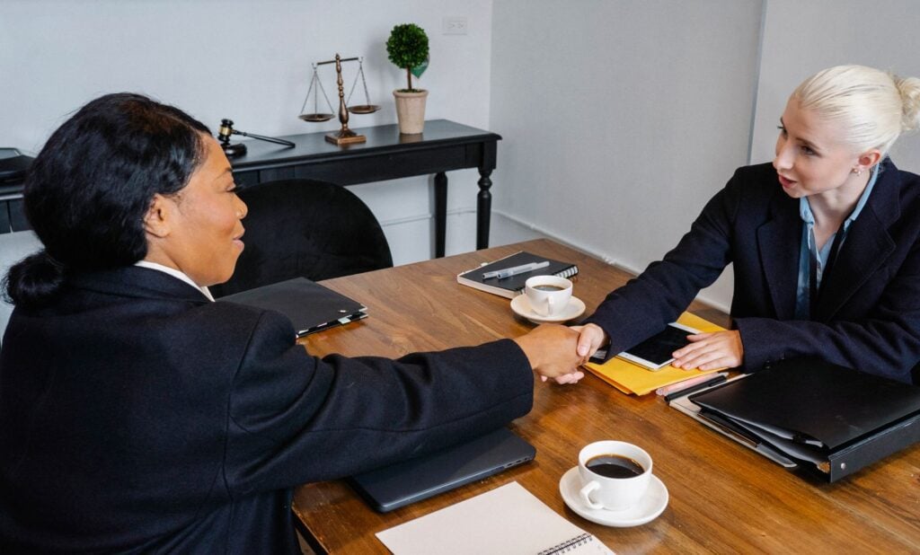 Recruiter interviewing legal job candidate